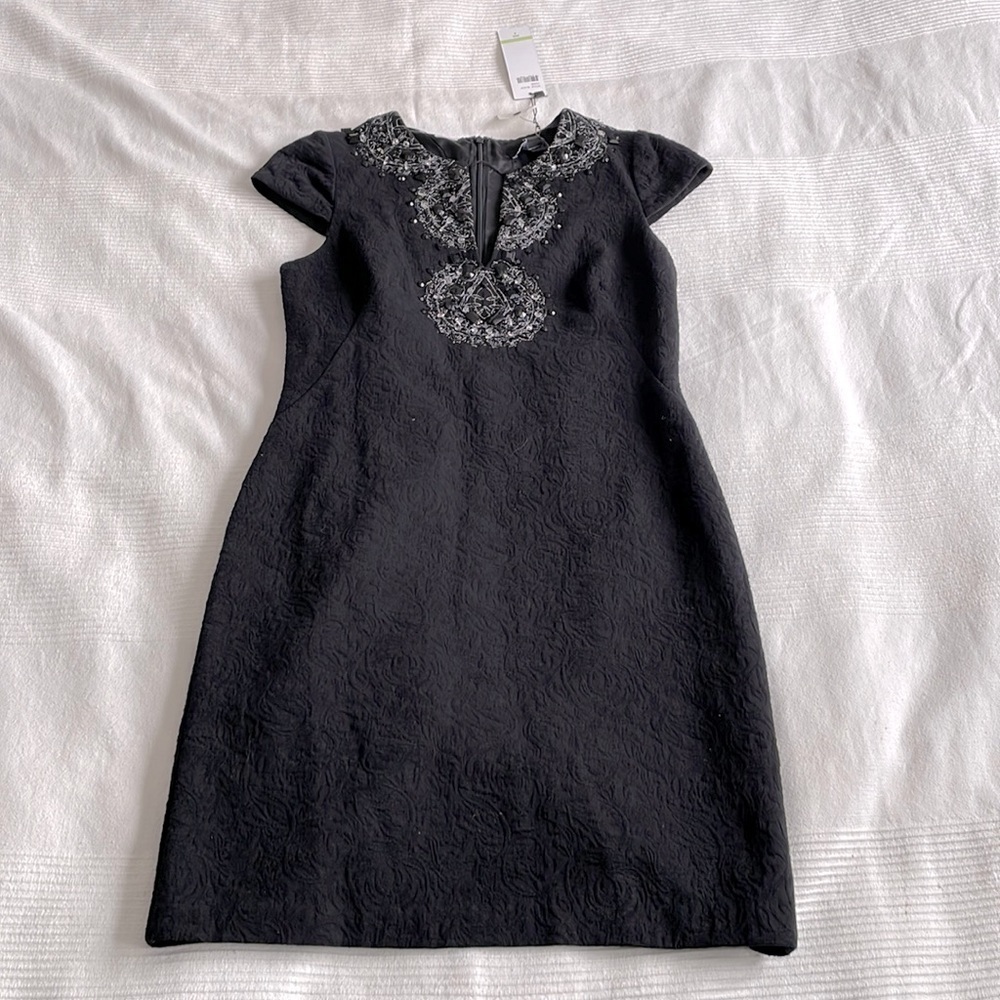 Chetta B Sunhee Black Beaded Dress Size 4 NWT